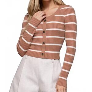 NEW ACTIVE BASIC round neck stripe sweater in mocha